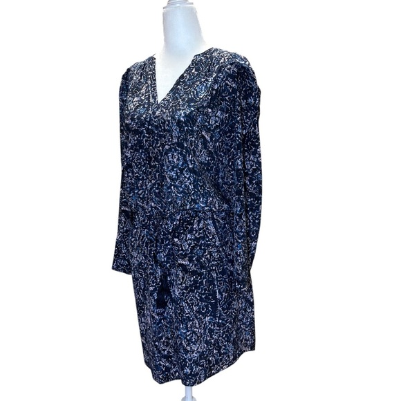 Rebecca Taylor - Block Print, Long Sleeve, Floral Mini Dress - Size 0, Blue - Picture 9 of 17